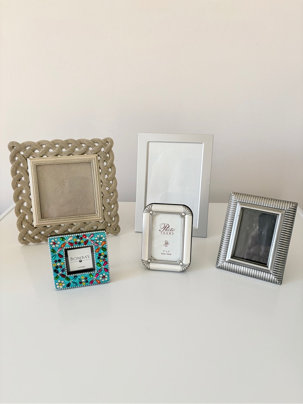 Silver Toned Ornate Photo Frame Bundle Silver Art Deco Revival + mini Bombay